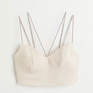 H&M linen rhinestone top
